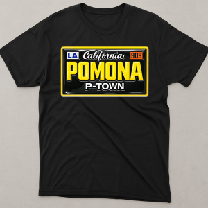 pomona P town license plate t shirt
