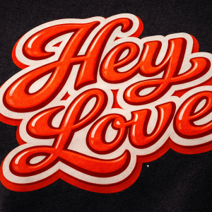 Hey Love script graphic romantic t shirt print detail